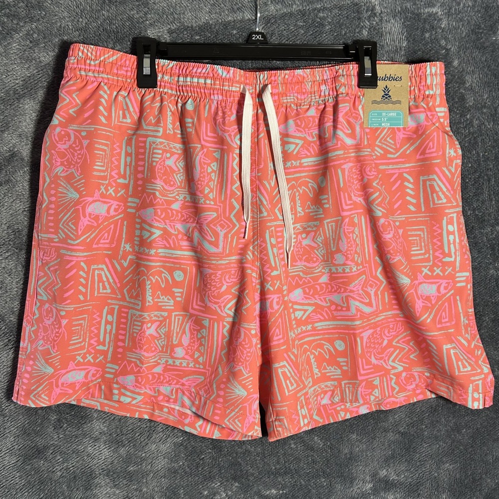 Chubbies Mens Size 2XL The Pyramid Poolsides Orange Swim Trunks